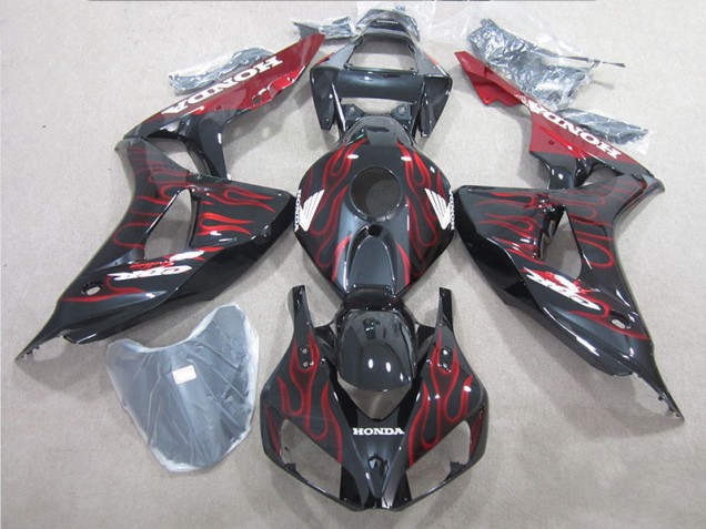 Carenado Moto CBR 1000 RR 2006-2007 - Negro Rojo Llama Carenado Moto CBR 1000 RR 2006-2007 - Negro Rojo Llama
