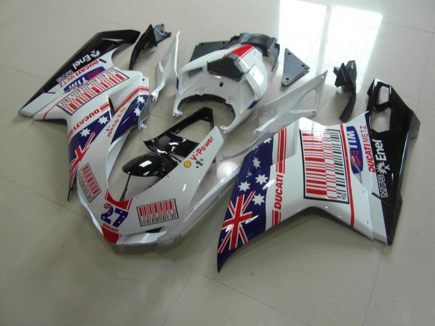 Carenado Moto Ducati 848 1098 1198 2007-2014 - Blanco Azul Rojo Carenado Moto Ducati 848 1098 1198 2007-2014 - Blanco Azul Rojo