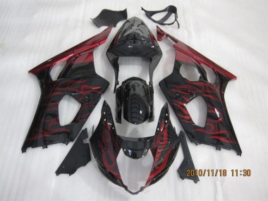 Carenado Moto GSXR 1000 K3 2003-2004 - Negro Rojo Llama
