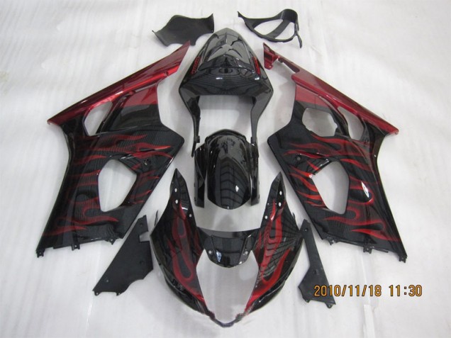 Carenado Moto GSXR 1000 K3 2003-2004 - Negro Rojo Llama Carenado Moto GSXR 1000 K3 2003-2004 - Negro Rojo Llama