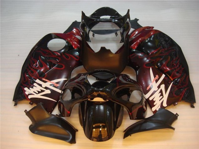 Carenado Moto GSXR 1300 Hayabusa 1996-2007 - Negro Rojo Llama