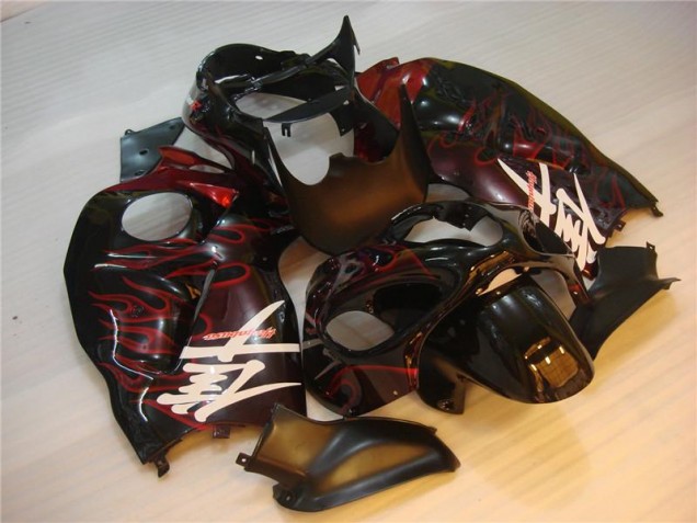 Carenado Moto GSXR 1300 Hayabusa 1996-2007 - Negro Rojo Llama