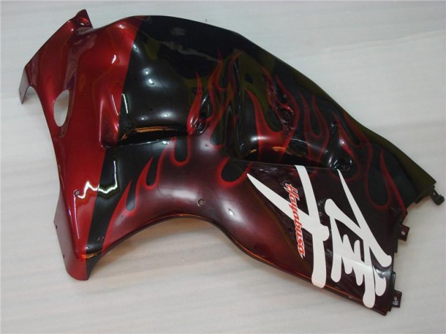 Carenado Moto GSXR 1300 Hayabusa 1996-2007 - Negro Rojo Llama