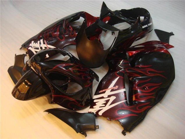 Carenado Moto GSXR 1300 Hayabusa 1996-2007 - Negro Rojo Llama
