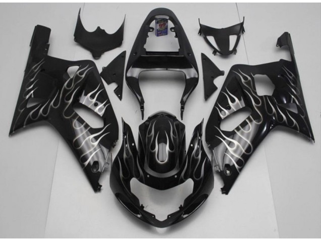 Carenado Moto GSXR 600 / 750 K1 K2 K3 2001-2003 - Negro Blanco Llama Carenado Moto GSXR 600 / 750 K1 K2 K3 2001-2003 - Negro Blanco Llama