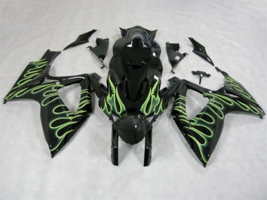 Carenado Moto GSXR 600 K6 2006-2007 - Negro Verde Llama