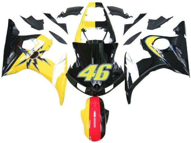 Carenado Moto R6 2003-2005 - Negro Amarillo No. 46 Carenado Moto R6 2003-2005 - Negro Amarillo No. 46