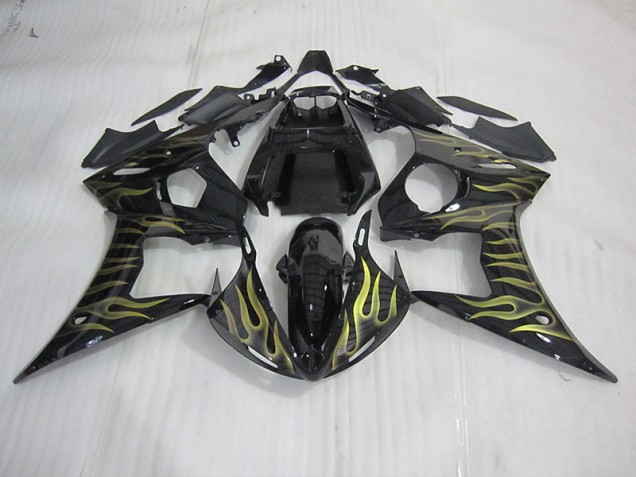 Carenado Moto R6 2003-2005 - Negro con Amarillo Llama Carenado Moto R6 2003-2005 - Negro con Amarillo Llama