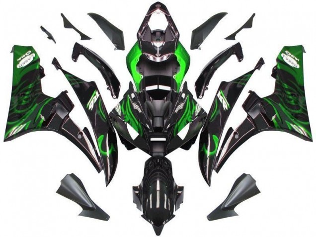 Carenado Moto R6 2006-2007 - Negro Verde Llama