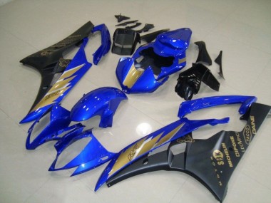 Carenado Moto R6 2006-2007 - Pegatina negra azul con dorada