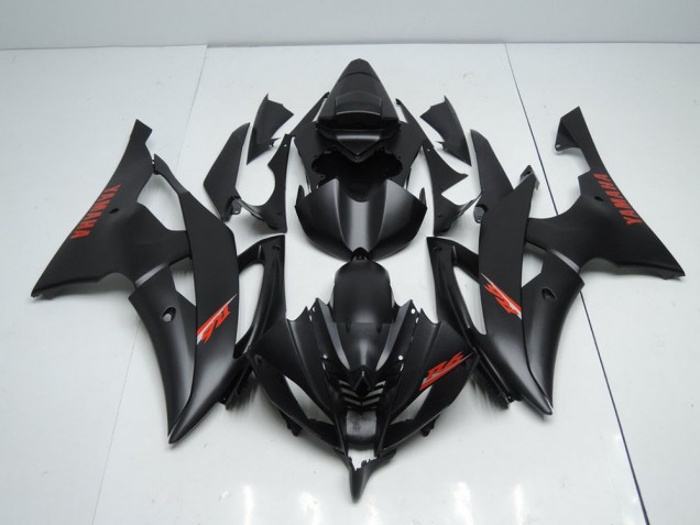 Carenado Moto R6 2008-2016 - Negro Mate Rojo Calcomanías
