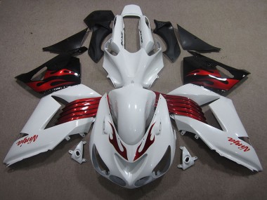 Carenado Moto ZX14R ZZR 1400 2006-2011 - Blanco Rojo Ninja