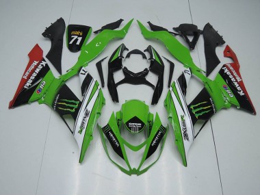 Carenado Moto ZX6R 2013-2018 - Negro Verde Blanco Monster