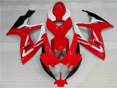 Inyección Kits Carenado Moto GSXR 600 / 750 K6 2006-2007 - Rojo Blanco