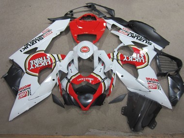 Kit ABS Carenado Motocicleta GSXR 1000 K5 2005-2006 - Blanco Lucky Strike Rojo Motul