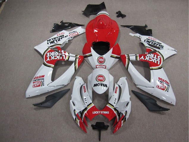 Kit Carenado ABS Completo GSXR 1000 K5 2005-2006 - Blanco Lucky Strike Rojo Motul