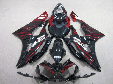 Kits Carenado Moto R6 2006-2007 - Negro Rojo Llama