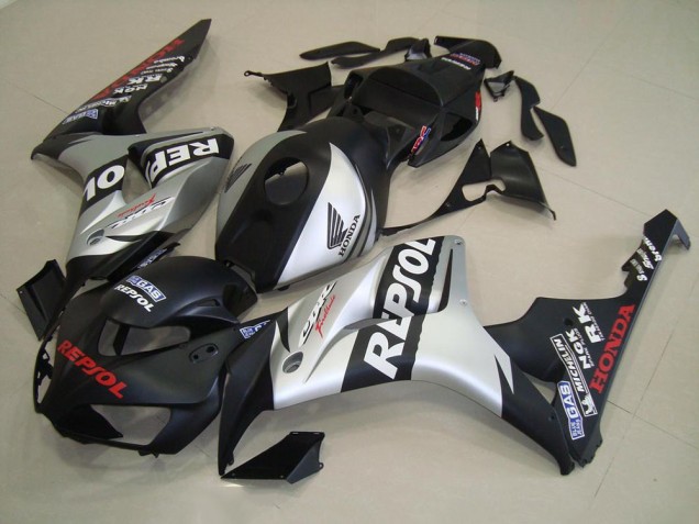 Kits Completo Carenado Moto CBR 1000 RR 2006-2007 - Negro Mate Plata Repsol Kits Completo Carenado Moto CBR 1000 RR 2006-2007 - Negro Mate Plata Repsol
