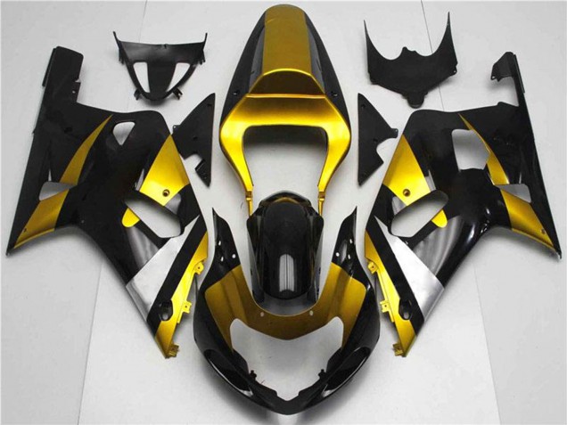Mejores Carenados Moto Suzuki GSXR 600/750 2001-2003 - Oro Plata Negro Brillante