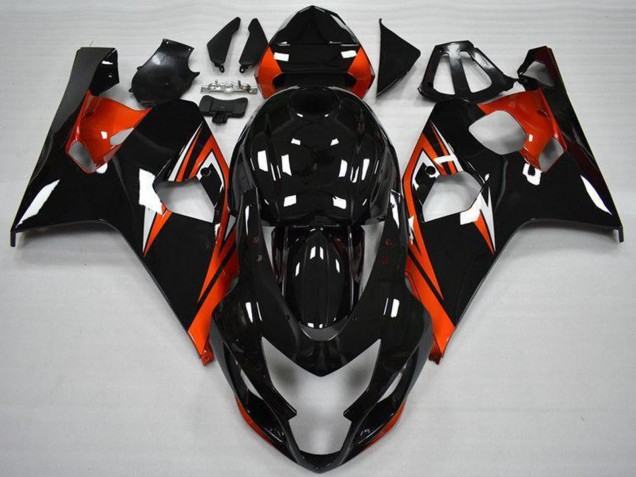 Mejores Carenados Moto Suzuki GSXR 600/750 2004-2005 - Negro Brillante Rojo Raya