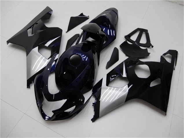 Mejores Carenados Moto Suzuki GSXR 600/750 2004-2005 - Negro Brillante Plata Azul