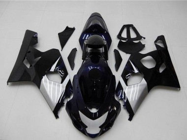 Mejores Carenados Moto Suzuki GSXR 600/750 2004-2005 - Negro Brillante Plata Azul