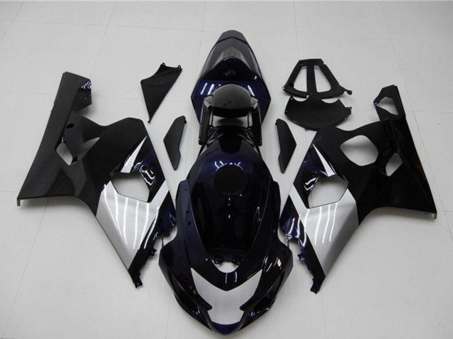 Mejores Carenados Moto Suzuki GSXR 600/750 2004-2005 - Negro Brillante Plata Azul