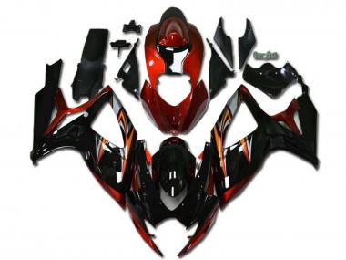 Mejores Carenados Moto Suzuki GSXR 600/750 2006-2007 - Naranja Plata Negro Brillante Raya