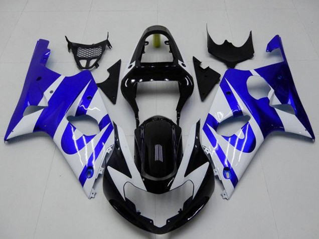 Mejores Carenado Moto Suzuki GSXR 1000 2000-2002 - Blanco Azul Negro Brillante