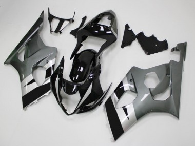 Mejores Carenados Moto Suzuki GSXR 1000 2003-2004 - Negro Brillante Plata Gris