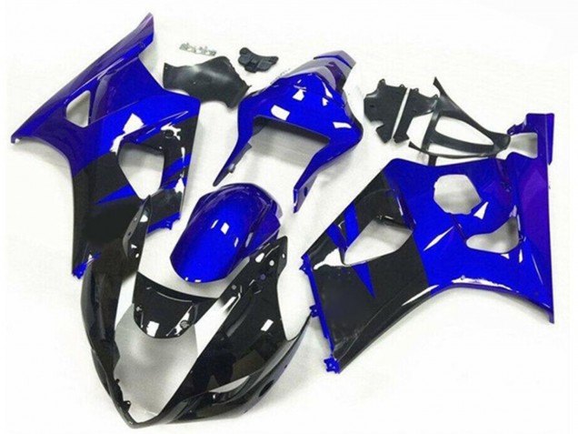 Mejores Carenados Moto Suzuki GSXR 1000 2003-2004 - Azul Negro Brillante Raya