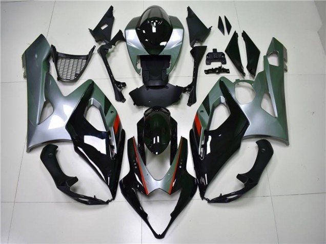 Mejores Carenado Moto Suzuki GSXR 1000 2005-2006 - Negro Brillante Plata