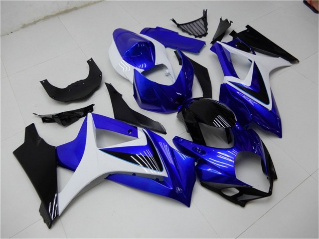 Mejores Carenados Moto Suzuki GSXR 1000 2007-2008 - Blanco Azul Negro No Calcomanía