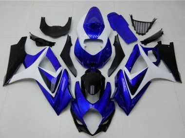 Mejores Carenados Moto Suzuki GSXR 1000 2007-2008 - Blanco Azul Negro No Calcomanía