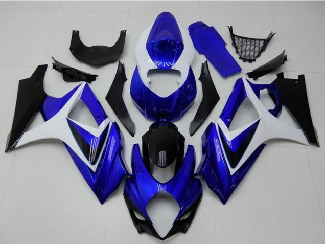Mejores Carenados Moto Suzuki GSXR 1000 2007-2008 - Blanco Azul Negro No Calcomanía