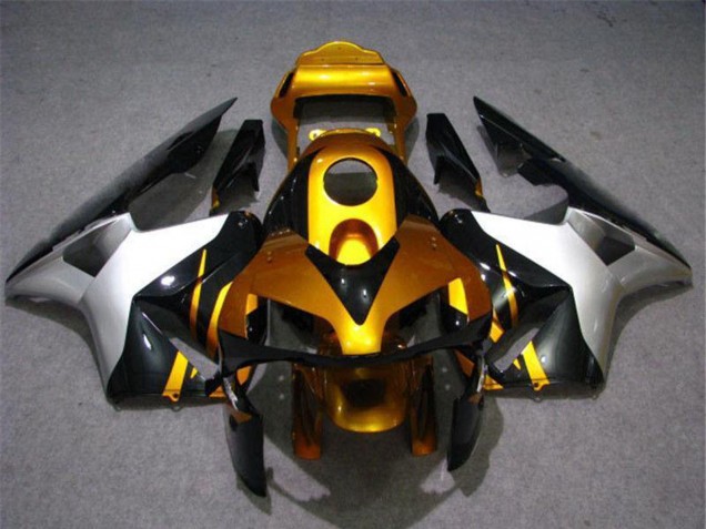 Mejores Carenado Moto Honda CBR600RR 2003-2004 - Plata Oro Negro Brillante