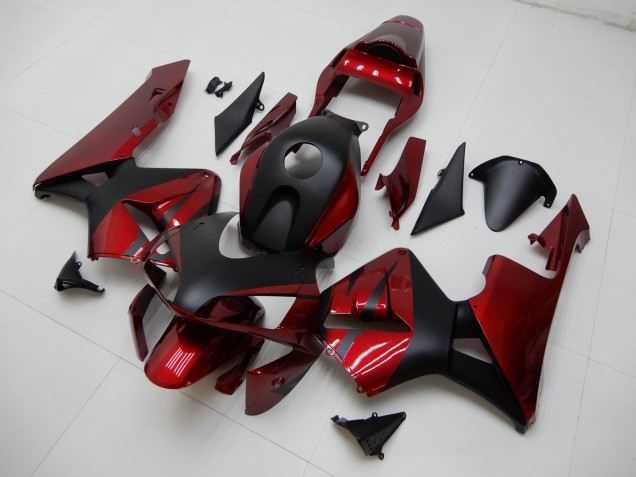 Mejores Carenados Moto Honda CBR600RR 2003-2004 - Rojo Negro Mate Raya