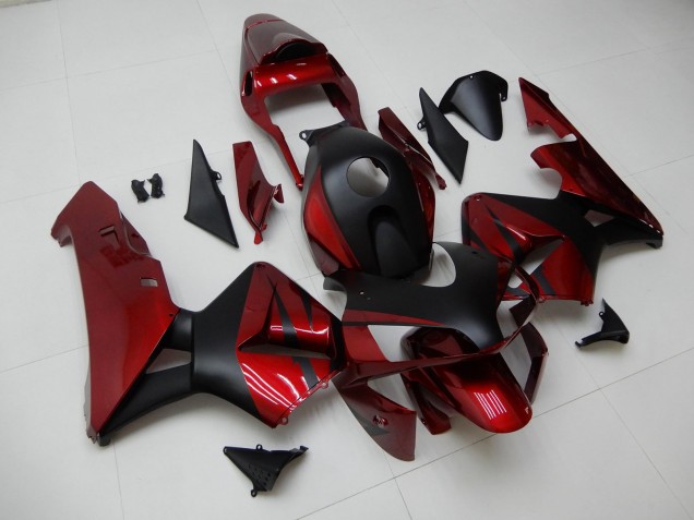 Mejores Carenados Moto Honda CBR600RR 2003-2004 - Rojo Negro Mate Raya