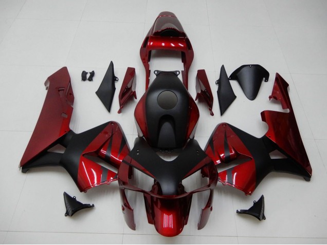 Mejores Carenados Moto Honda CBR600RR 2003-2004 - Rojo Negro Mate Raya