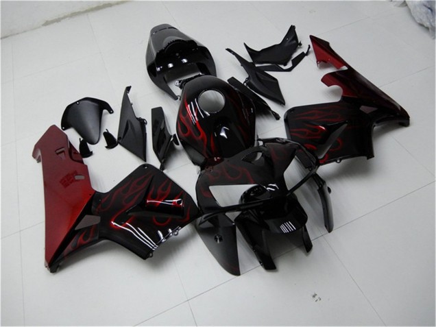 Mejores Kits Carenado Moto Honda CBR600RR 2005-2006 - Negro Brillante Rojo Llama