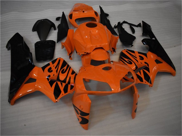 Mejores Carenado Moto Honda CBR600RR 2005-2006 - Naranja Negro Llama