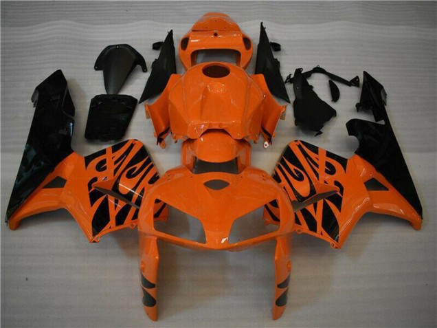 Mejores Carenado Moto Honda CBR600RR 2005-2006 - Naranja Negro Llama