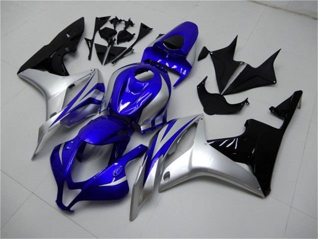 Mejores Carenados Moto Honda CBR600RR 2007-2008 - Plata Azul Negro Brillante OEM Estilo