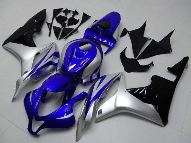 Mejores Carenados Moto Honda CBR600RR 2007-2008 - Plata Azul Negro Brillante OEM Estilo