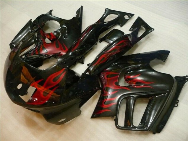 Mejores Carenados Moto Honda CBR600 F3 1995-1996 - Negro Brillante Rojo Llama