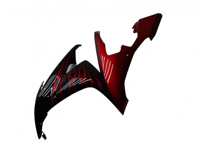 Mejores Carenados Moto Yamaha YZF R1 2004-2006 - Negro Brillante Rojo Llama