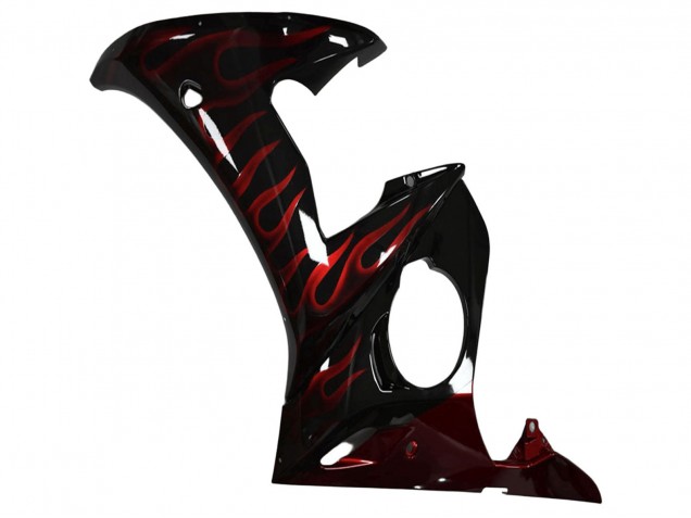 Mejores Carenado Moto Yamaha YZF R6 2003-2004 - Negro Brillante Rojo Llama