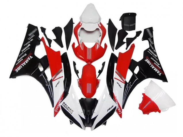 Mejores Carenados Moto Yamaha YZF R6 2006-2007 - Blanco Rojo Negro