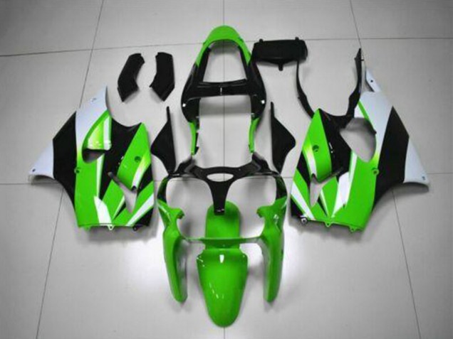 Mejores Kits Carenado Moto Kawasaki ZX6R 2000-2002 - Verde Blanco Negro