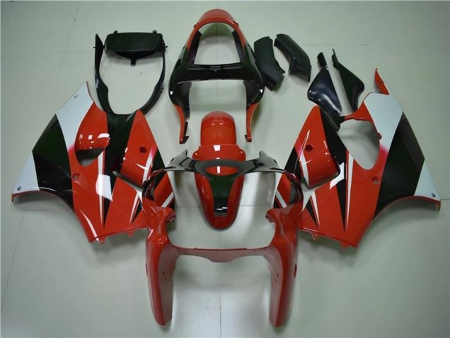 Mejores Carenados Moto Kawasaki ZX6R 2000-2002 - Blanco Rojo Negro Brillante